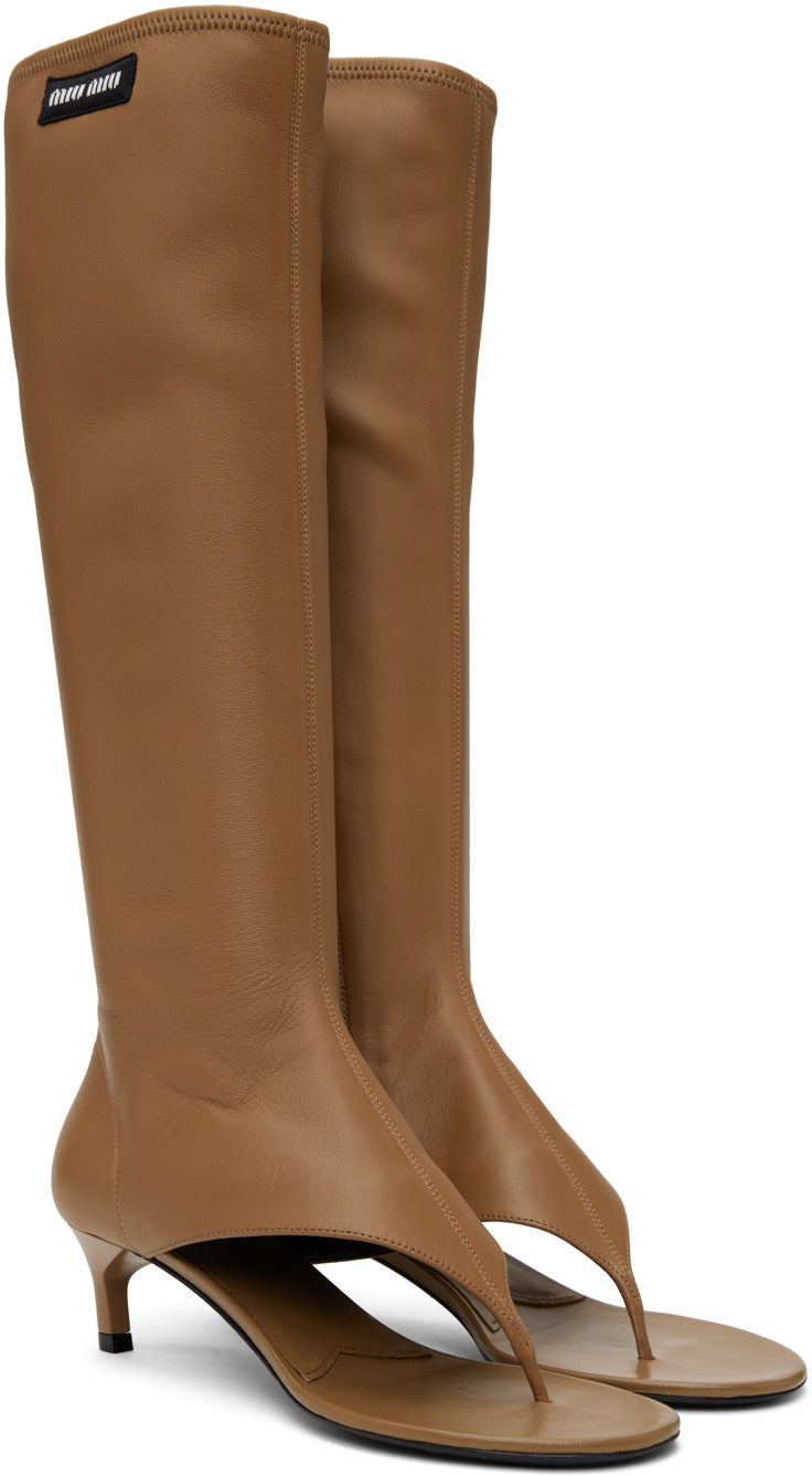 靴 Archive miu miu pointed toe boots brown Vintage Miu Miu Boots