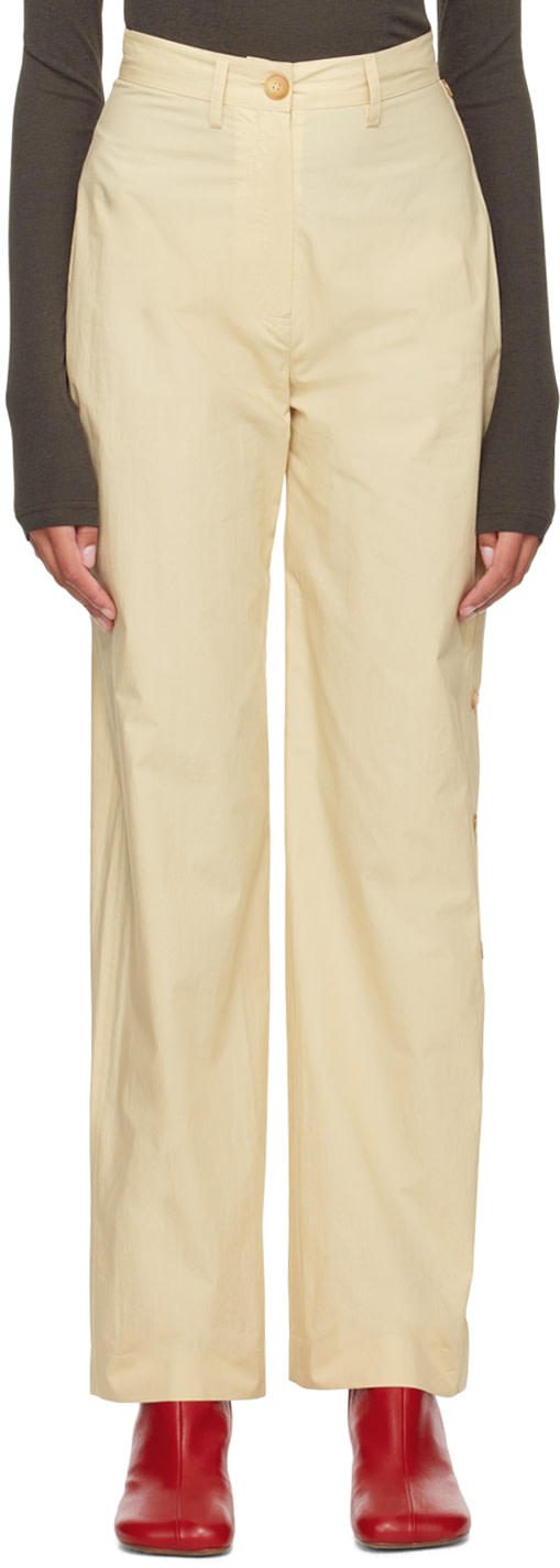 Nanushka - Pantalon Nessa blanc cassé