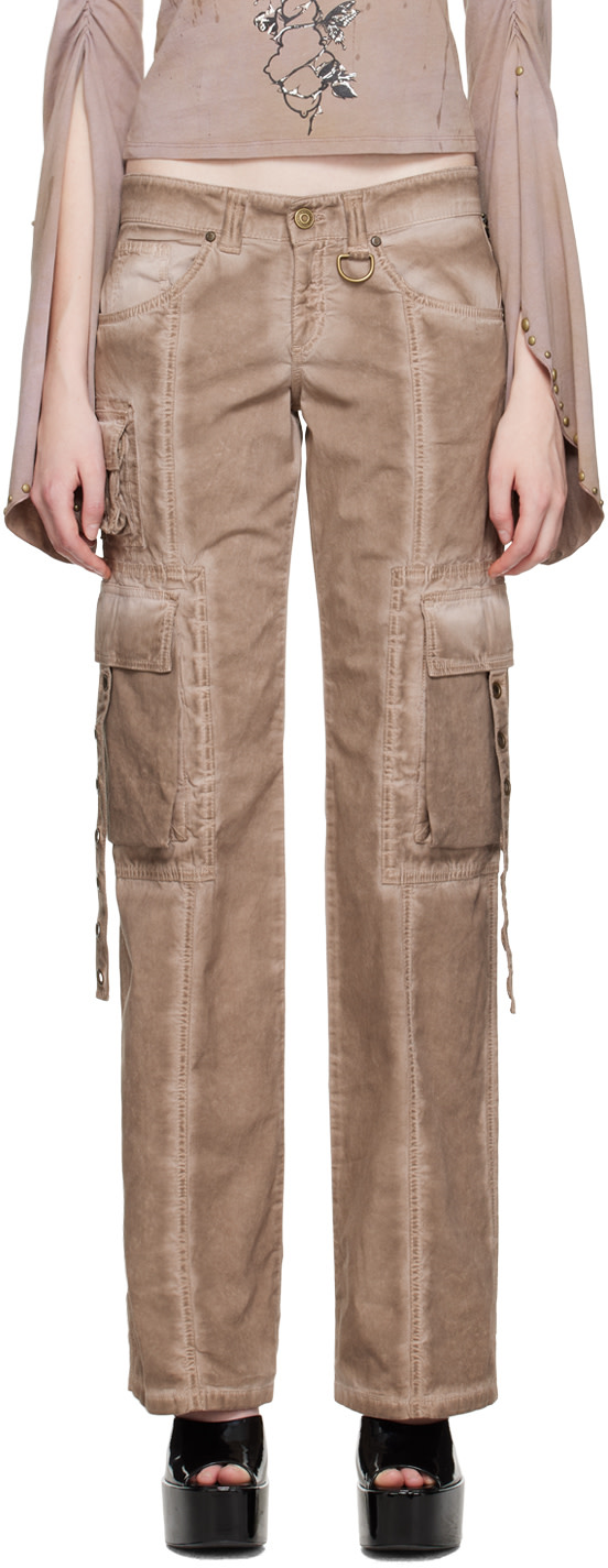 Blumarine - Pantalon brun à œillets