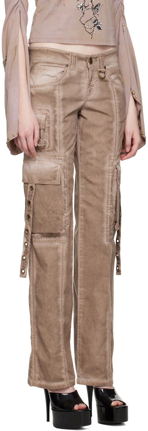 Blumarine - Pantalon brun à œillets