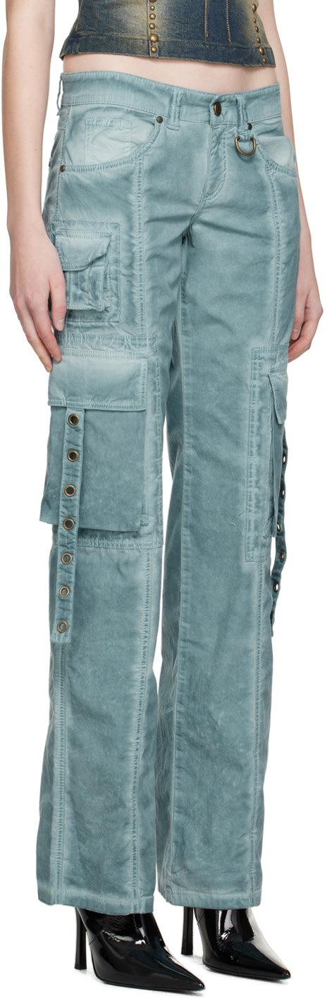 Blumarine - Pantalon bleu à œillets