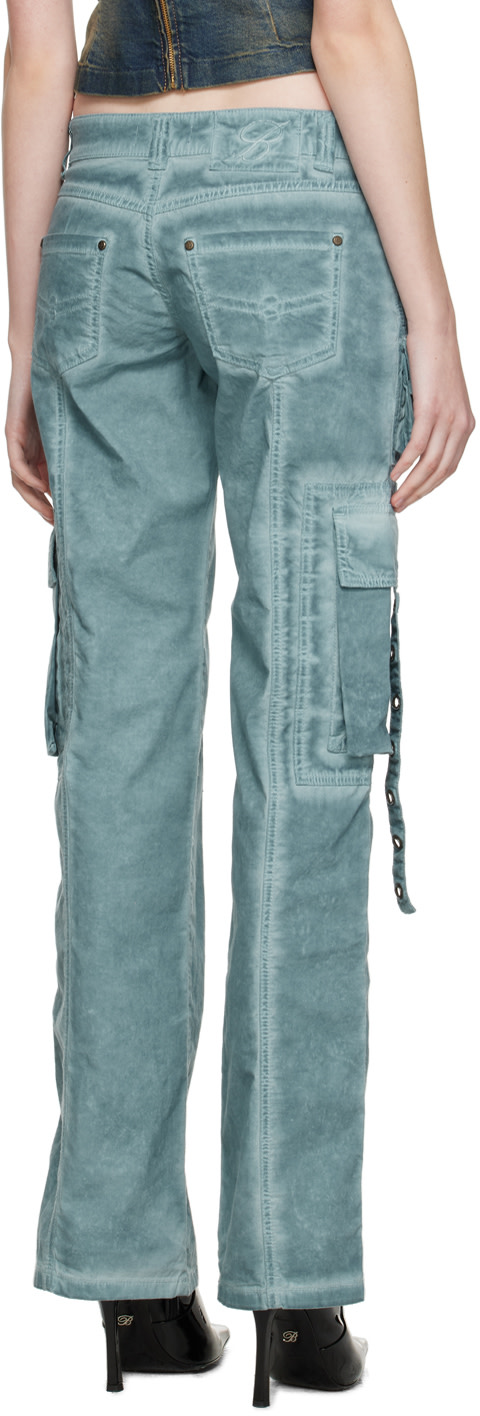 Blumarine - Pantalon bleu à œillets