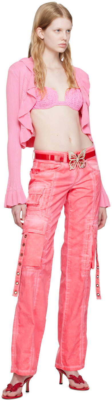 Blumarine: Pink Scalloped Bra | SSENSE