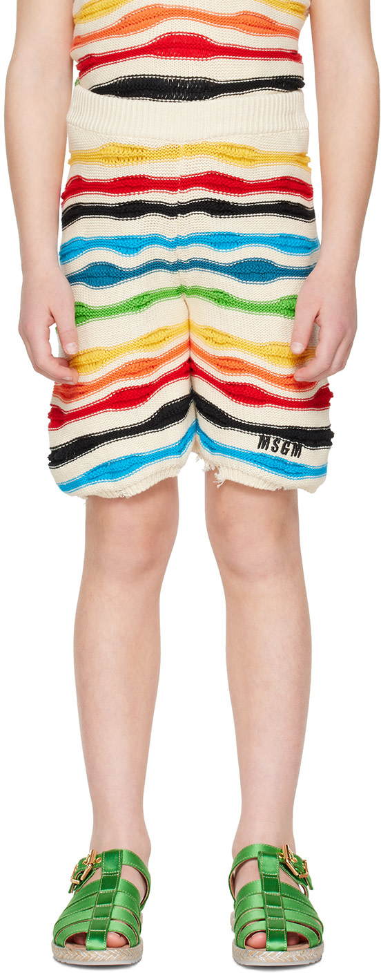 MSGM Kids - キッズ｜マルチカラー ボーダー ショートパンツ