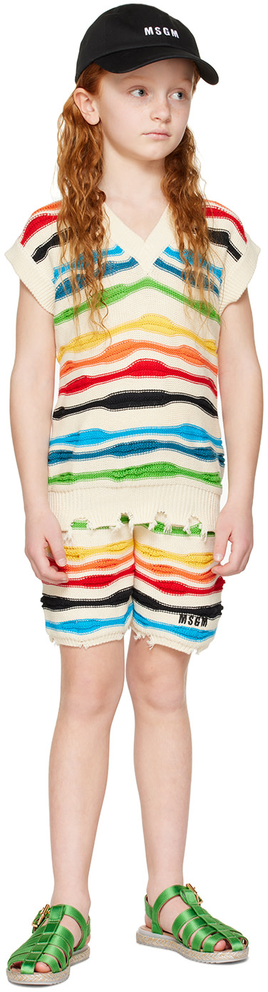 MSGM Kids - キッズ｜マルチカラー ボーダー ショートパンツ