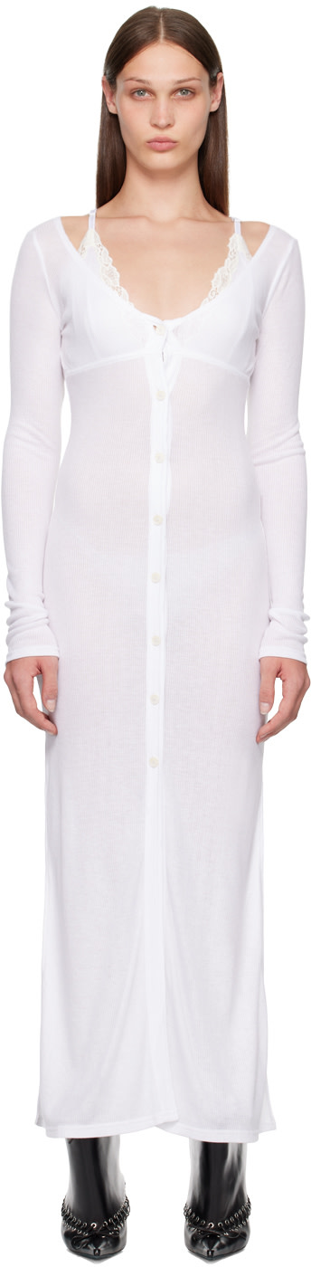 VAILLANT - Robe midi de style cardigan blanche