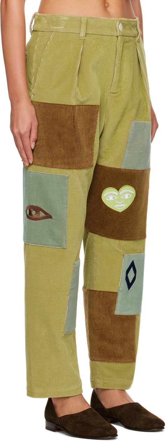 The Elder Statesman - Pantalon vert à patchwork