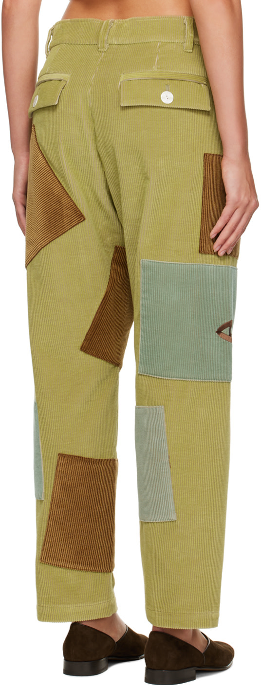 The Elder Statesman - Pantalon vert à patchwork