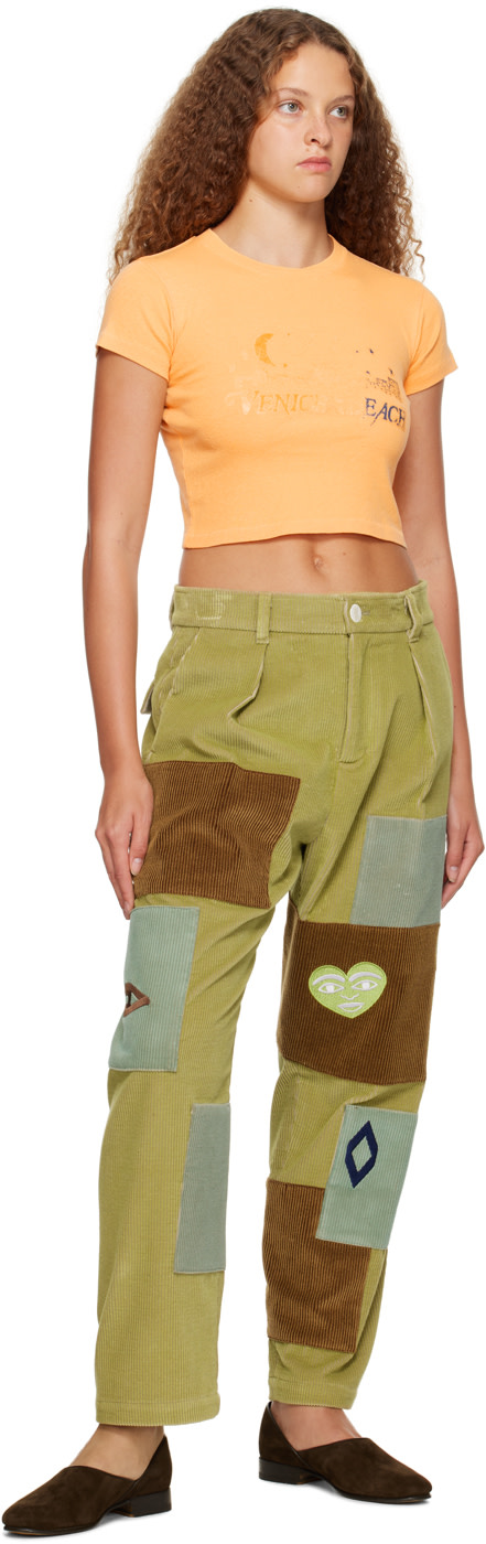 The Elder Statesman - Pantalon vert à patchwork