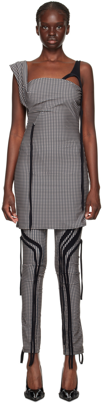 Ottolinger: Black & White Plaid Minidress | SSENSE Puerto Rico