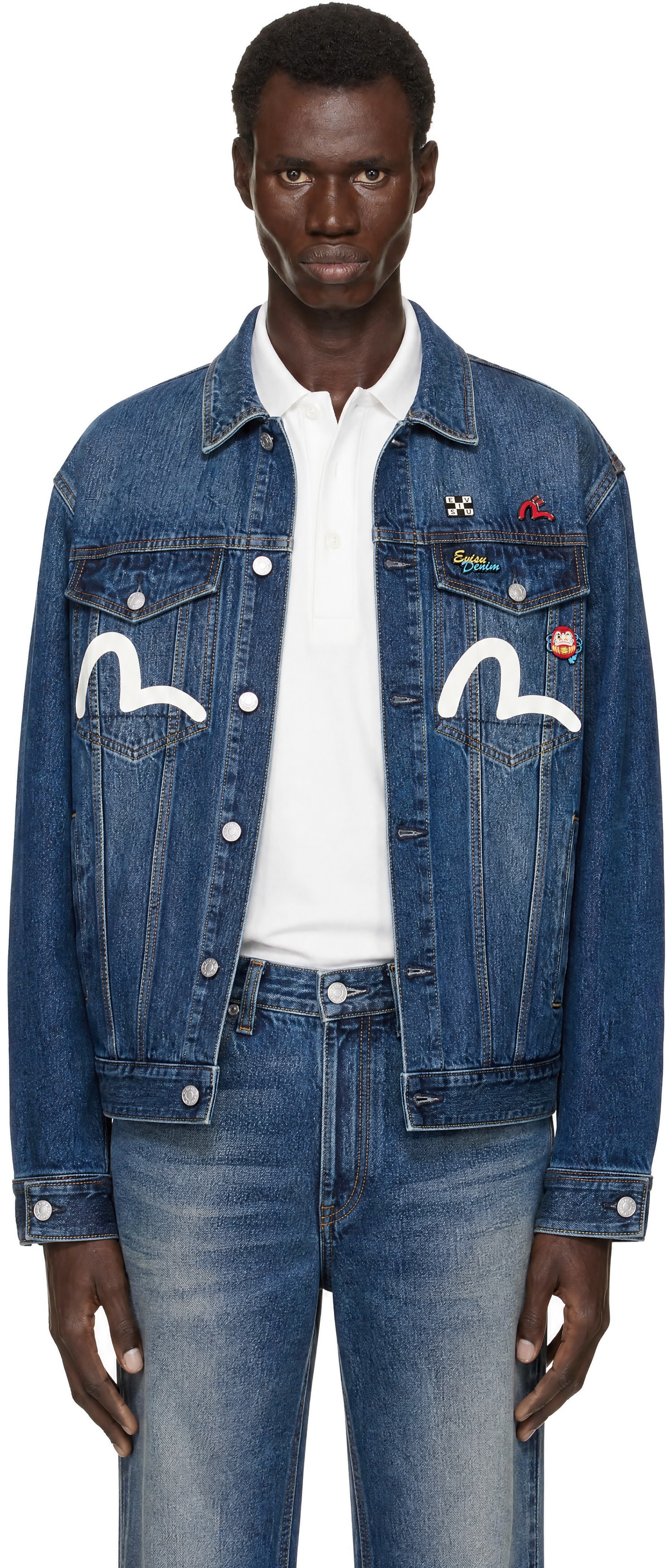 Evisu - Navy Inari Mask Printed Denim Jacket