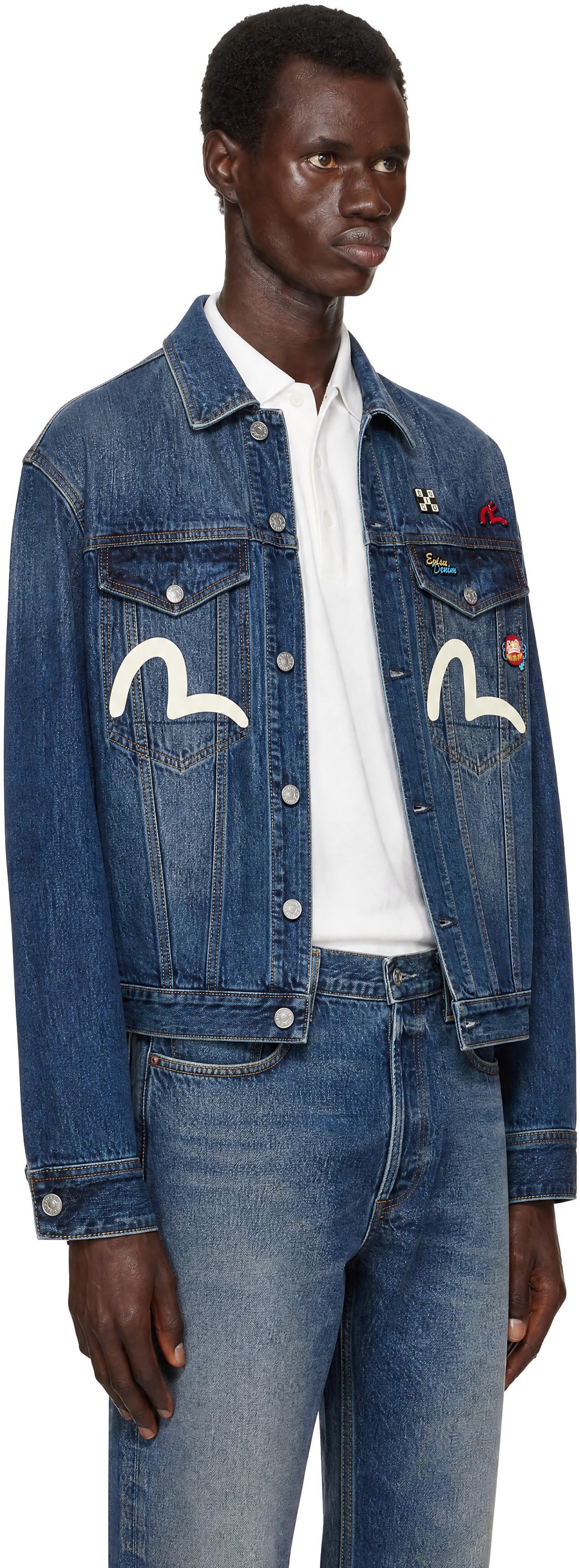 Evisu - Navy Inari Mask Printed Denim Jacket