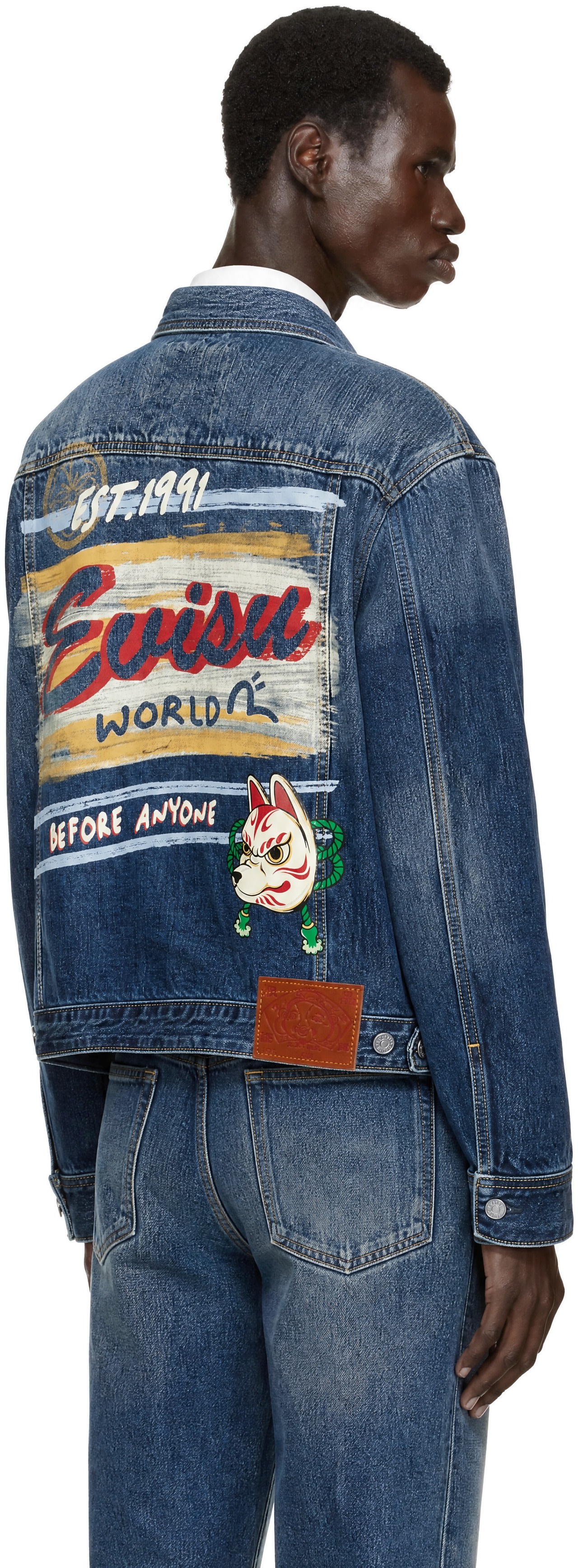 Evisu - Navy Inari Mask Printed Denim Jacket