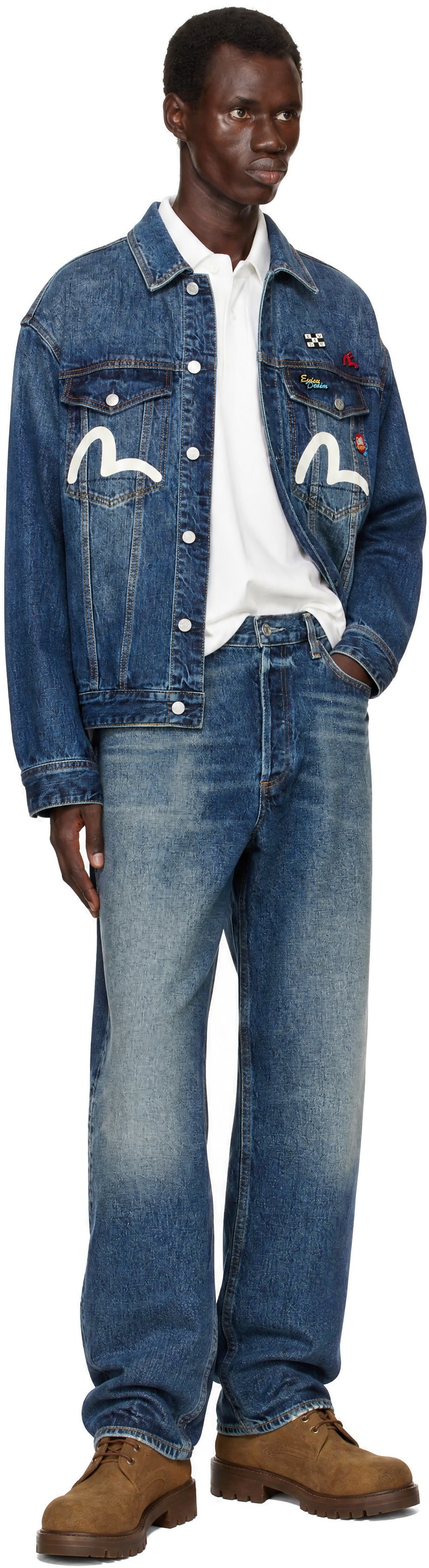 Evisu - Navy Inari Mask Printed Denim Jacket