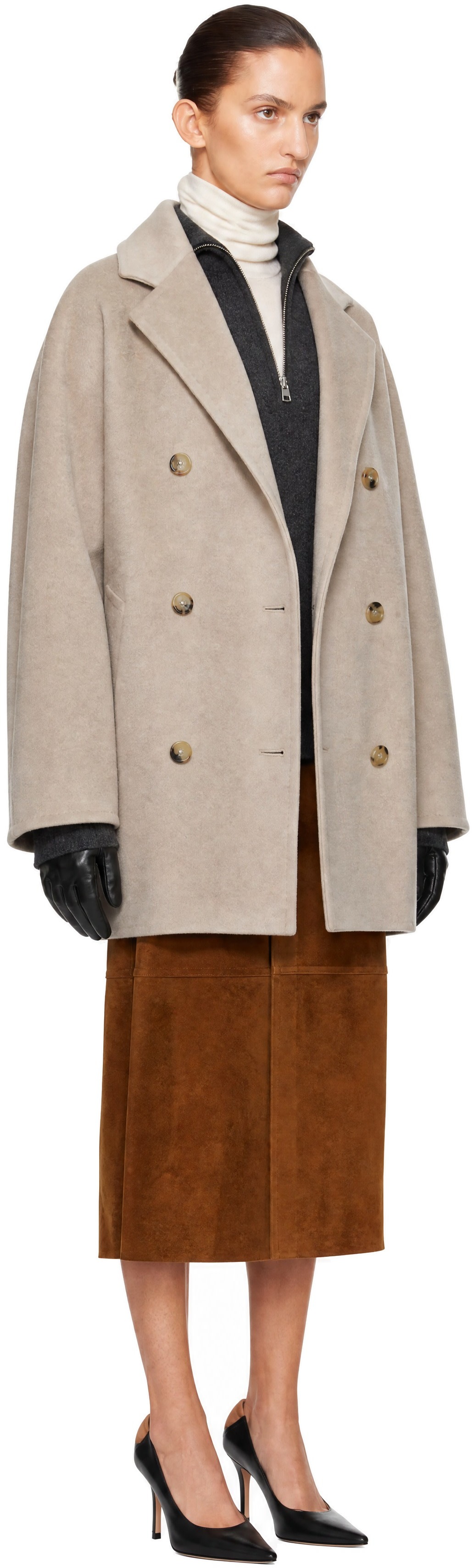 Max Mara: Beige Short 101801 Icon Rebus Coat | SSENSE Canada