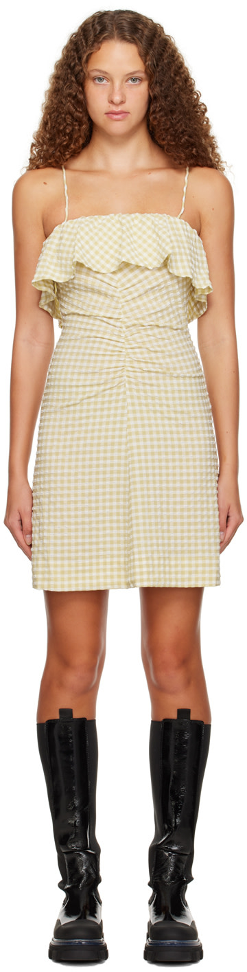 GANNI - Robe courte beige à effet ruché