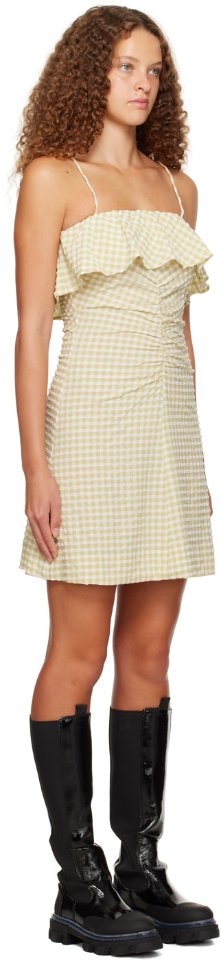 GANNI - Robe courte beige à effet ruché