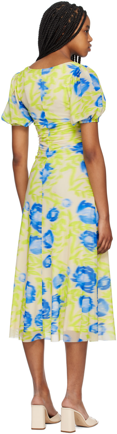 ganni printed midi dress Marl printed mesh midi dress - beige