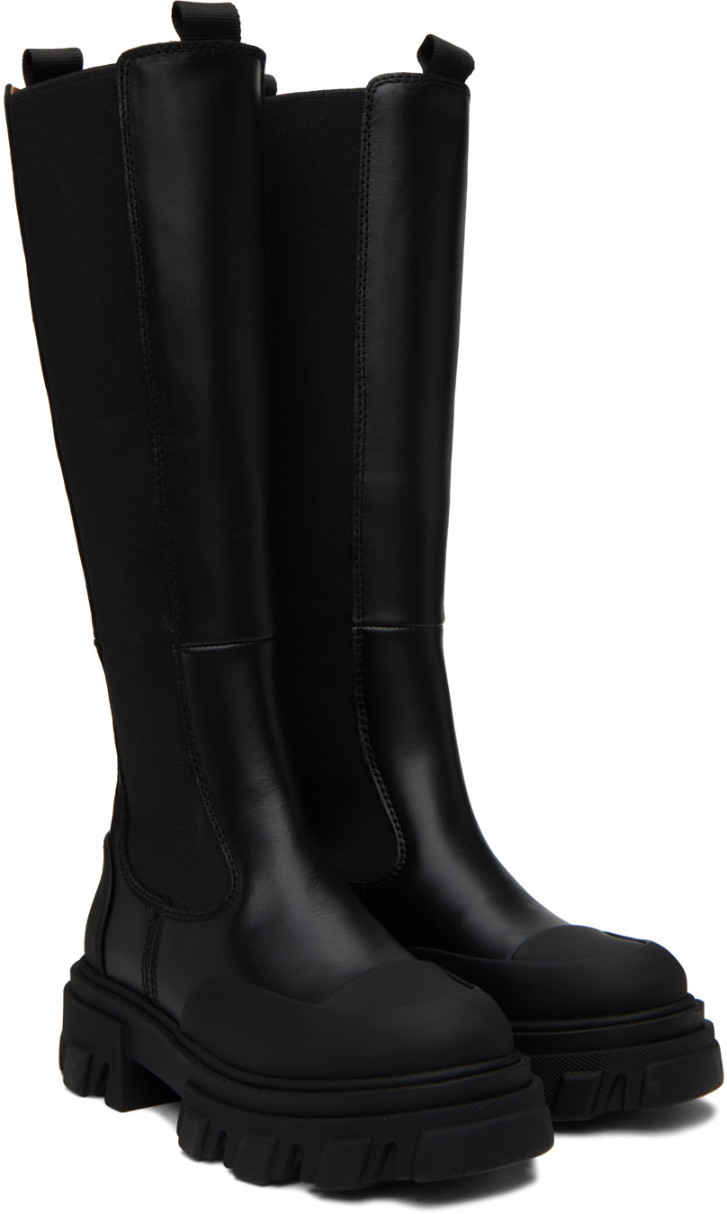 GANNI - Bottes noires à semelle crantée