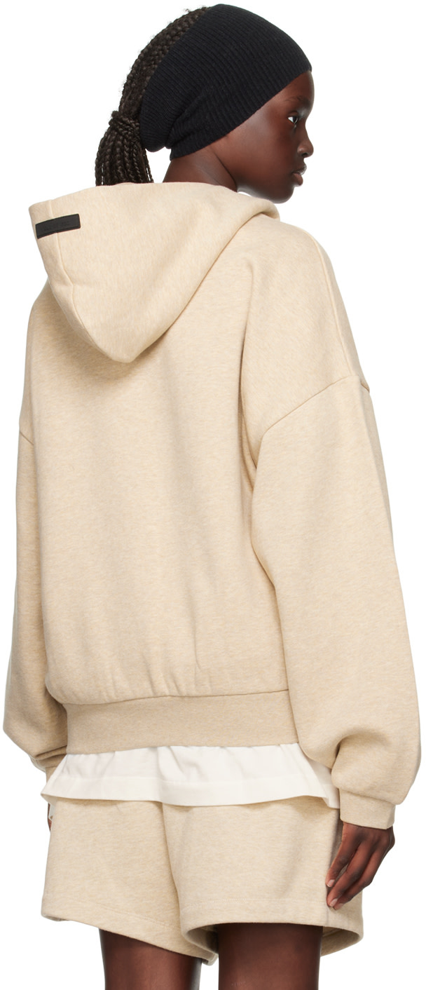 Fear of God ESSENTIALS - Pull à capuche beige à logo contrecollé
