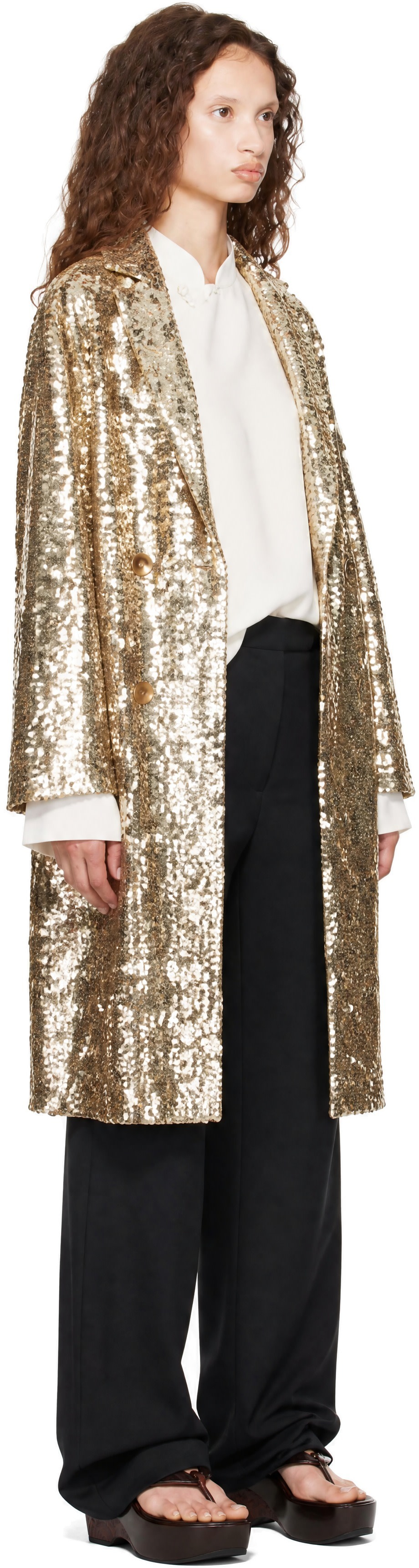 Bode - Gold Sequin Worcester Coat