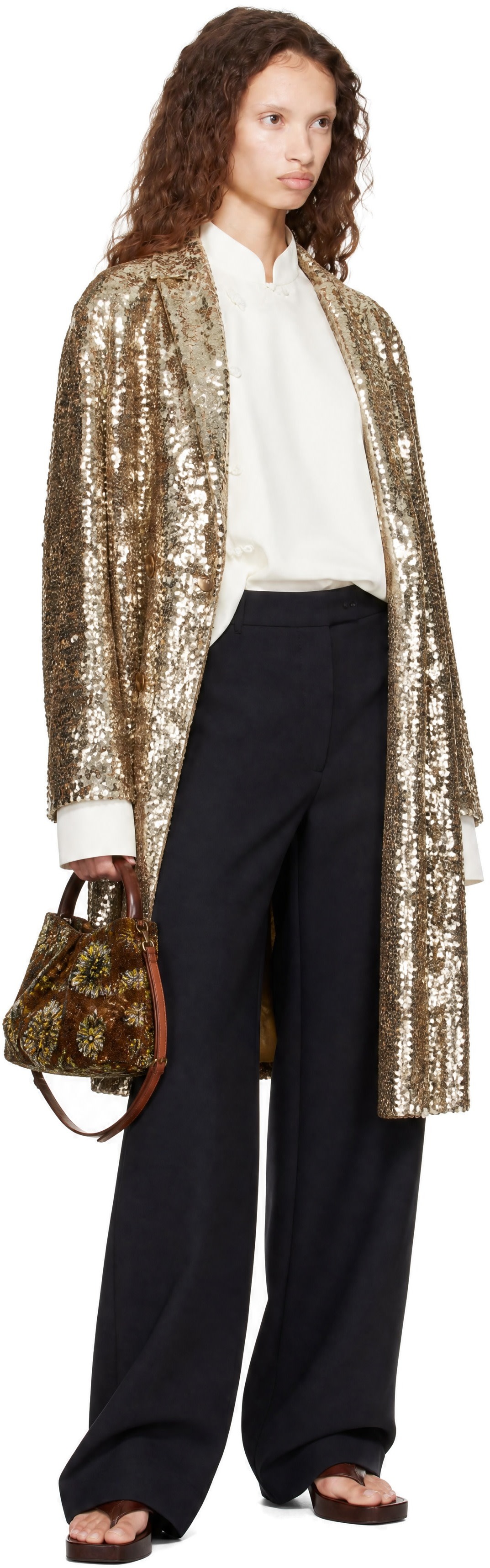 Bode - Gold Sequin Worcester Coat