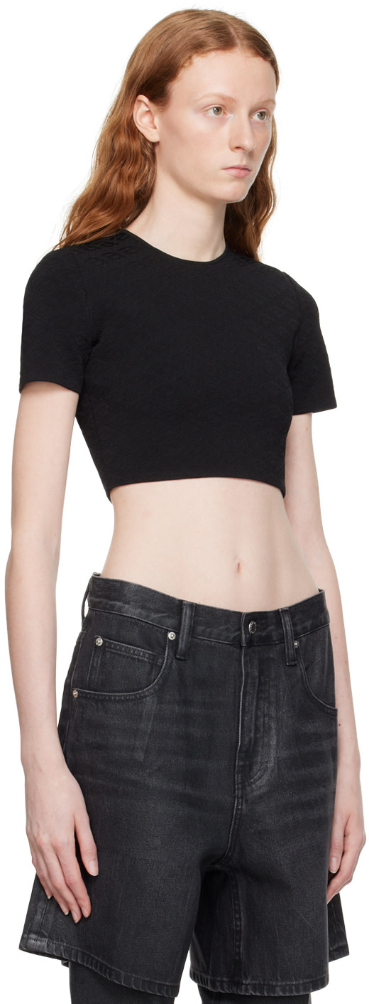alexanderwang.t: Black Cropped T-Shirt | SSENSE
