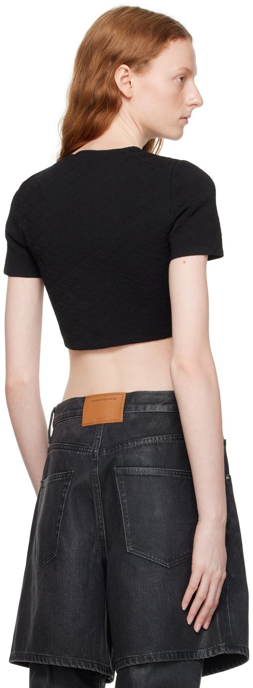alexanderwang.t: Black Cropped T-Shirt | SSENSE