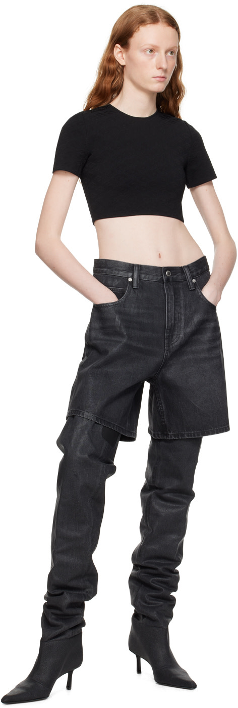 alexanderwang.t: Black Cropped T-Shirt | SSENSE