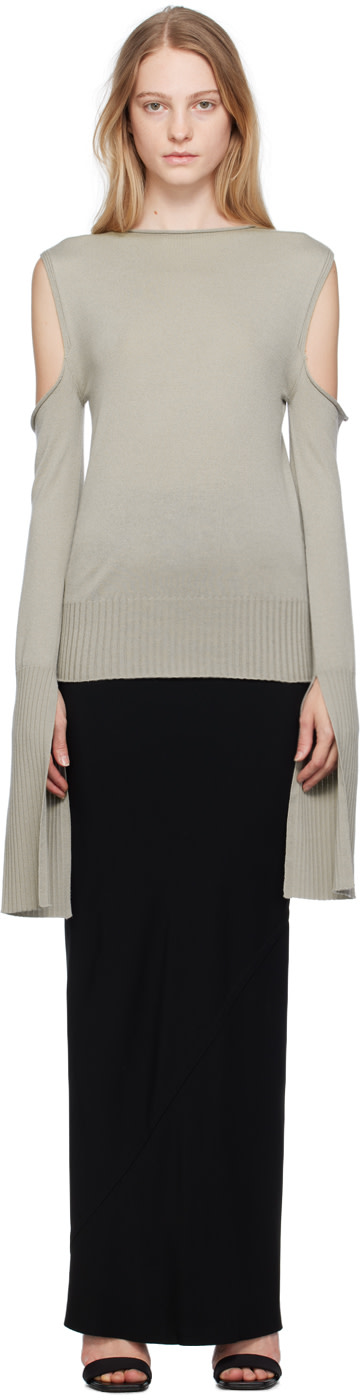 Rick Owens - Pull blanc cassé à manches de style cape