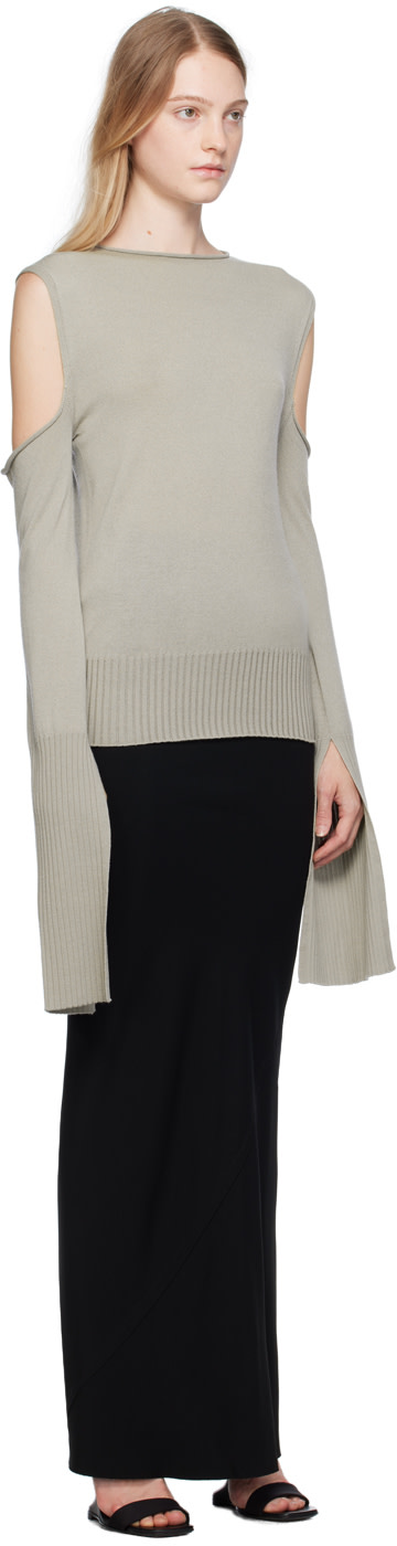 Rick Owens - Pull blanc cassé à manches de style cape
