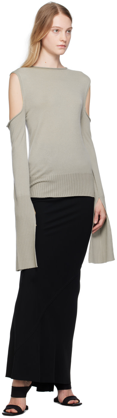 Rick Owens - Pull blanc cassé à manches de style cape