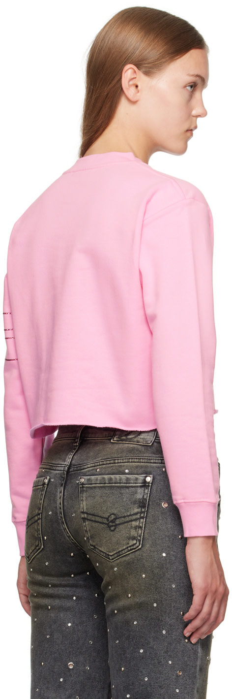 GCDS - Pull molletonné rose à logo en pierre du Rhin