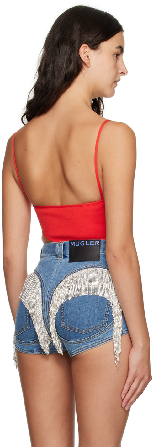 Mugler - Justaucorps rouge à découpe
