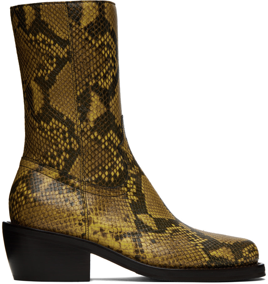 Dries Van Noten - Yellow Snake Boots