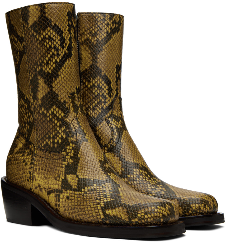 Dries Van Noten - Yellow Snake Boots