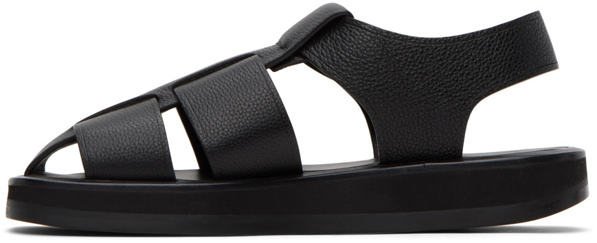 The row フィッシャーマンサンダル　41 The Row: Black Fisherman Sandals | SSENSE