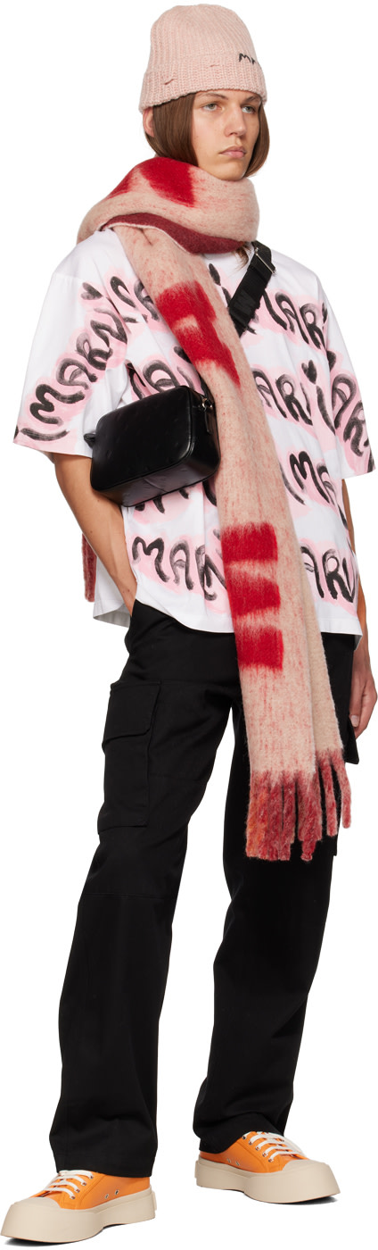 Marni - Écharpe rose à franges