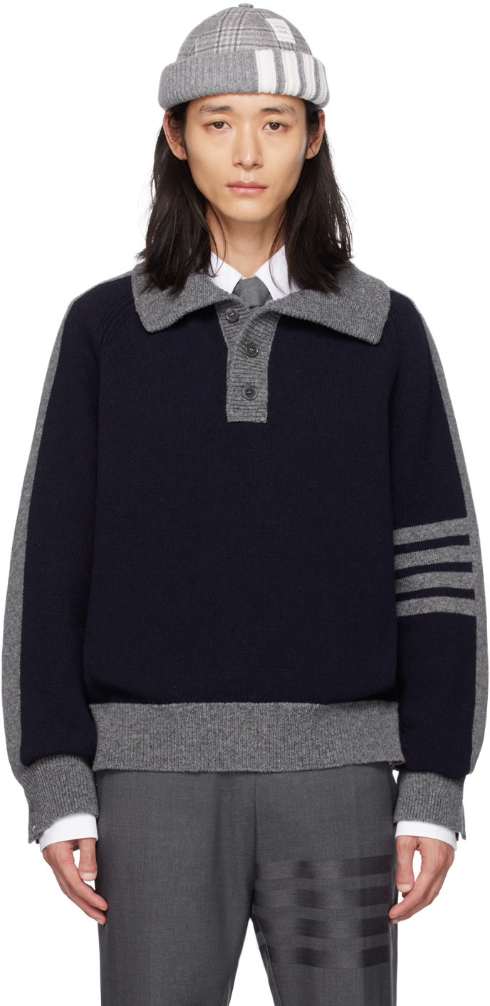 Thom Browne - Navy 4-Bar Sweater