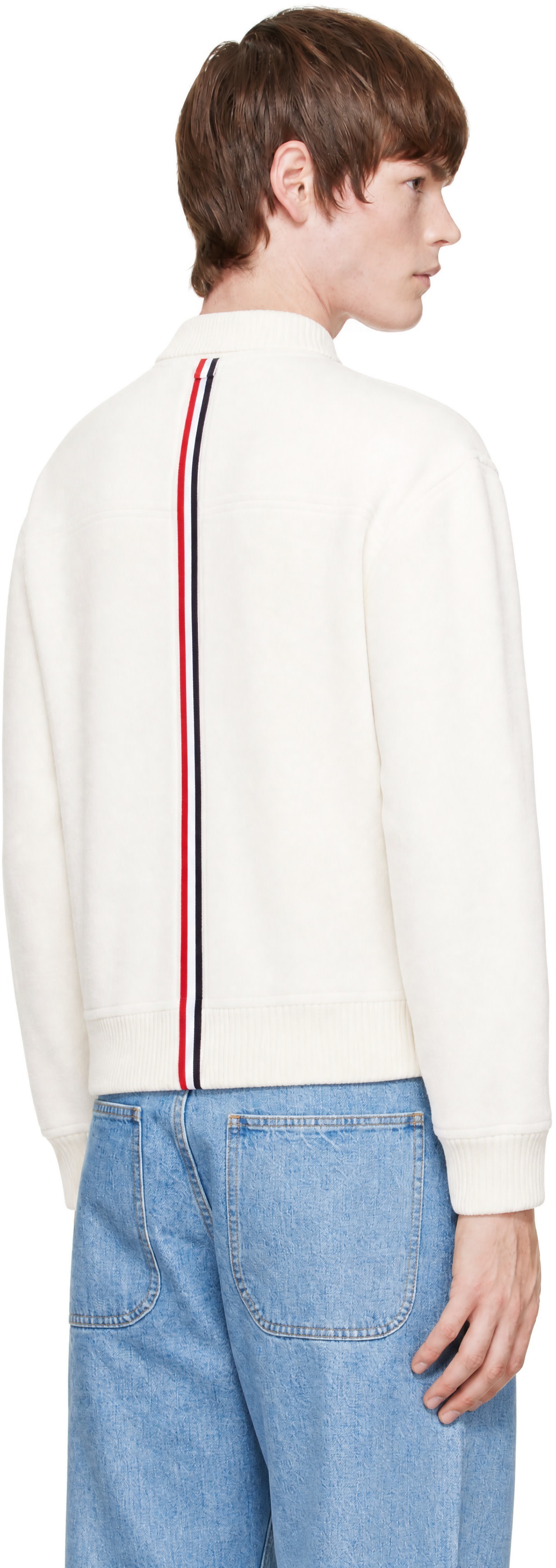 Thom Browne - White CB Stripe Wool Fleece Sweater