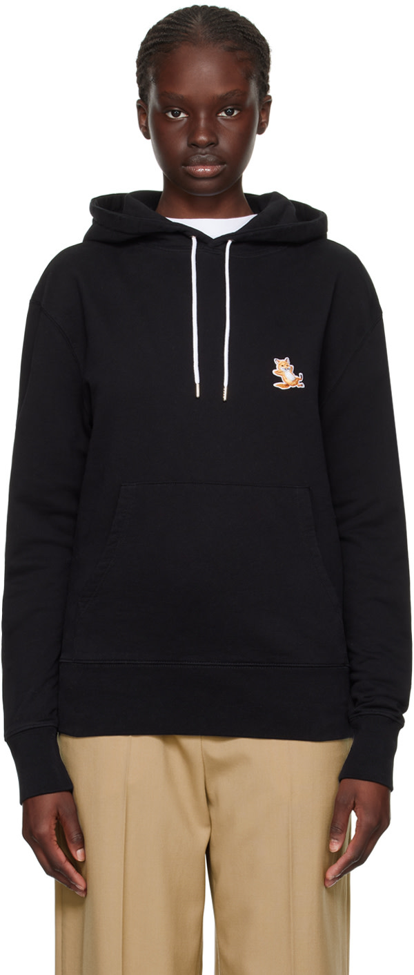Maison Kitsuné - Pull à capuche noir à écusson à logo de renard