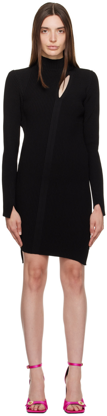 Versace: Black Slashed Minidress | SSENSE