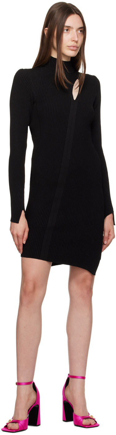 Versace - Robe courte noire à découpe
