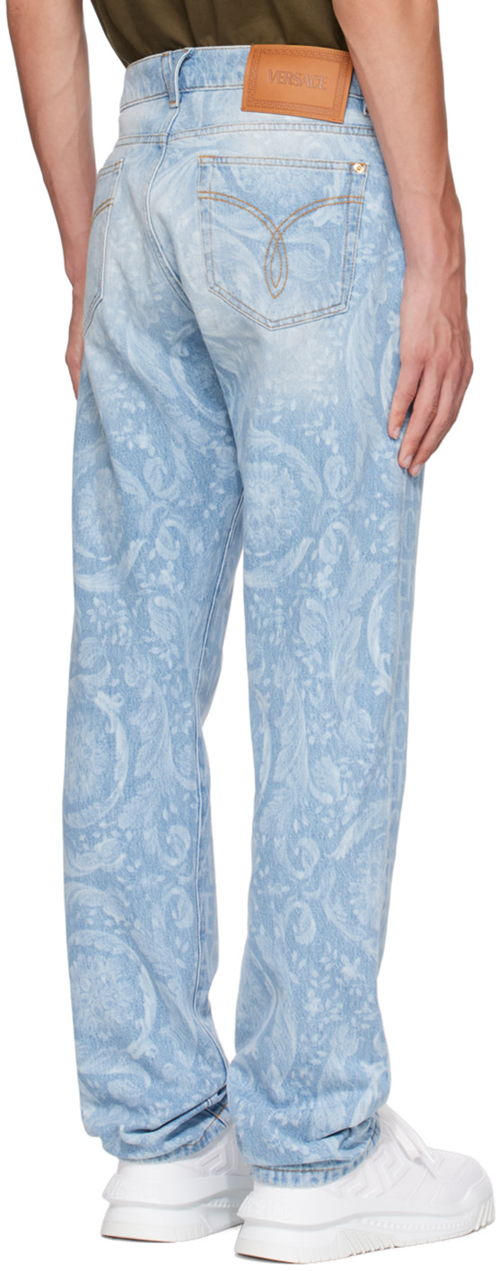 Versace - Jean bleu à motif à logos