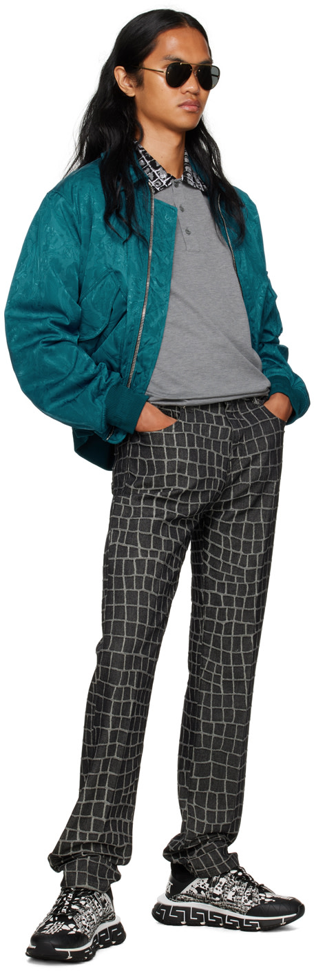 Versace - Gray Jacquard Jeans