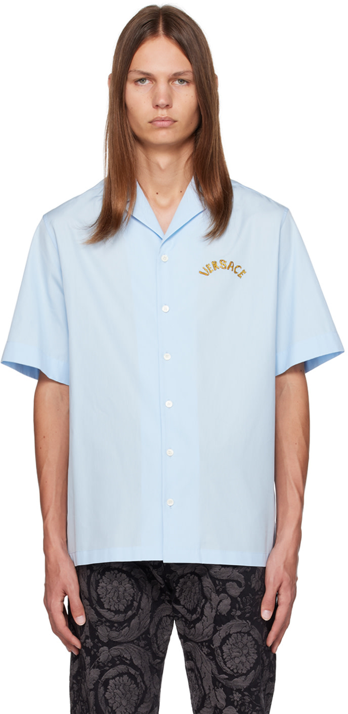 Versace - Blue Embroidered Shirt