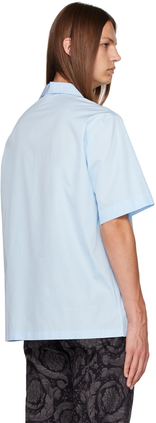 Versace - Chemise bleue à logo brodé