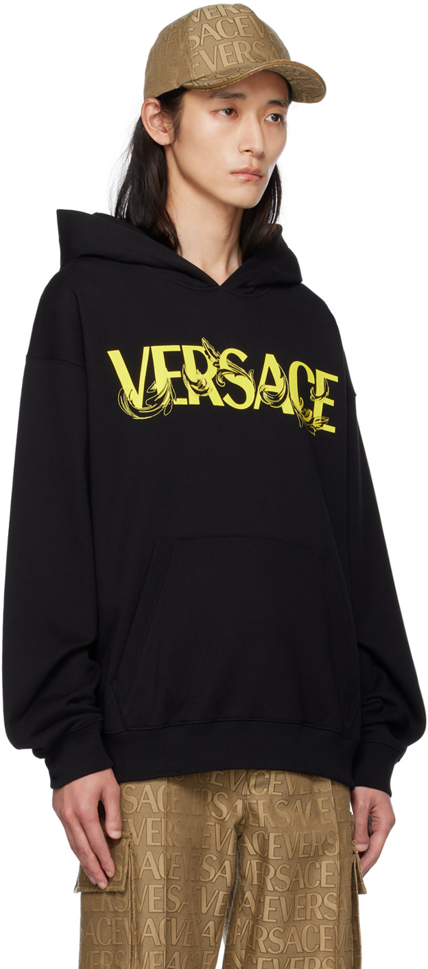 Versace - Pull à capuche noir à logo imprimé