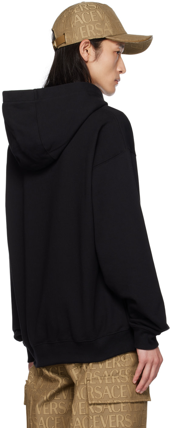 Versace - Pull à capuche noir à logo imprimé