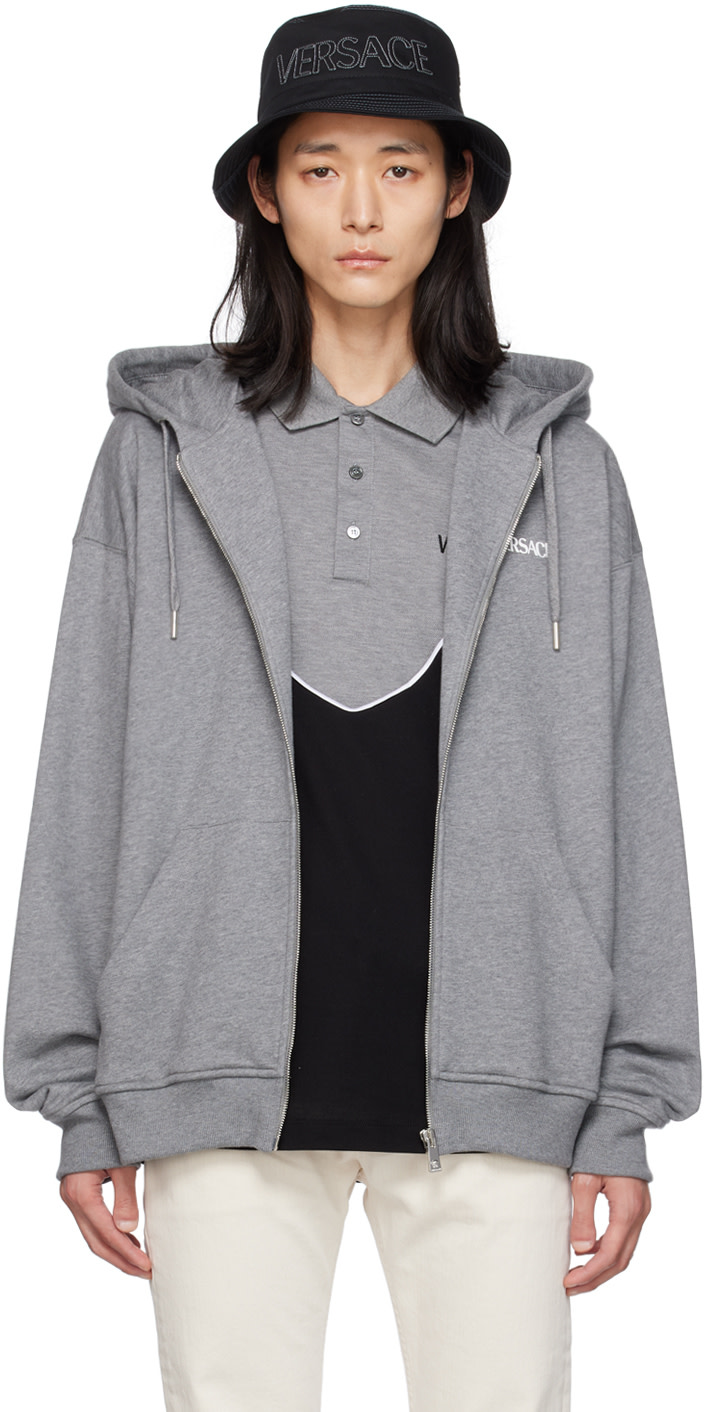 Versace - Pull à capuche 'La Colonna' gris